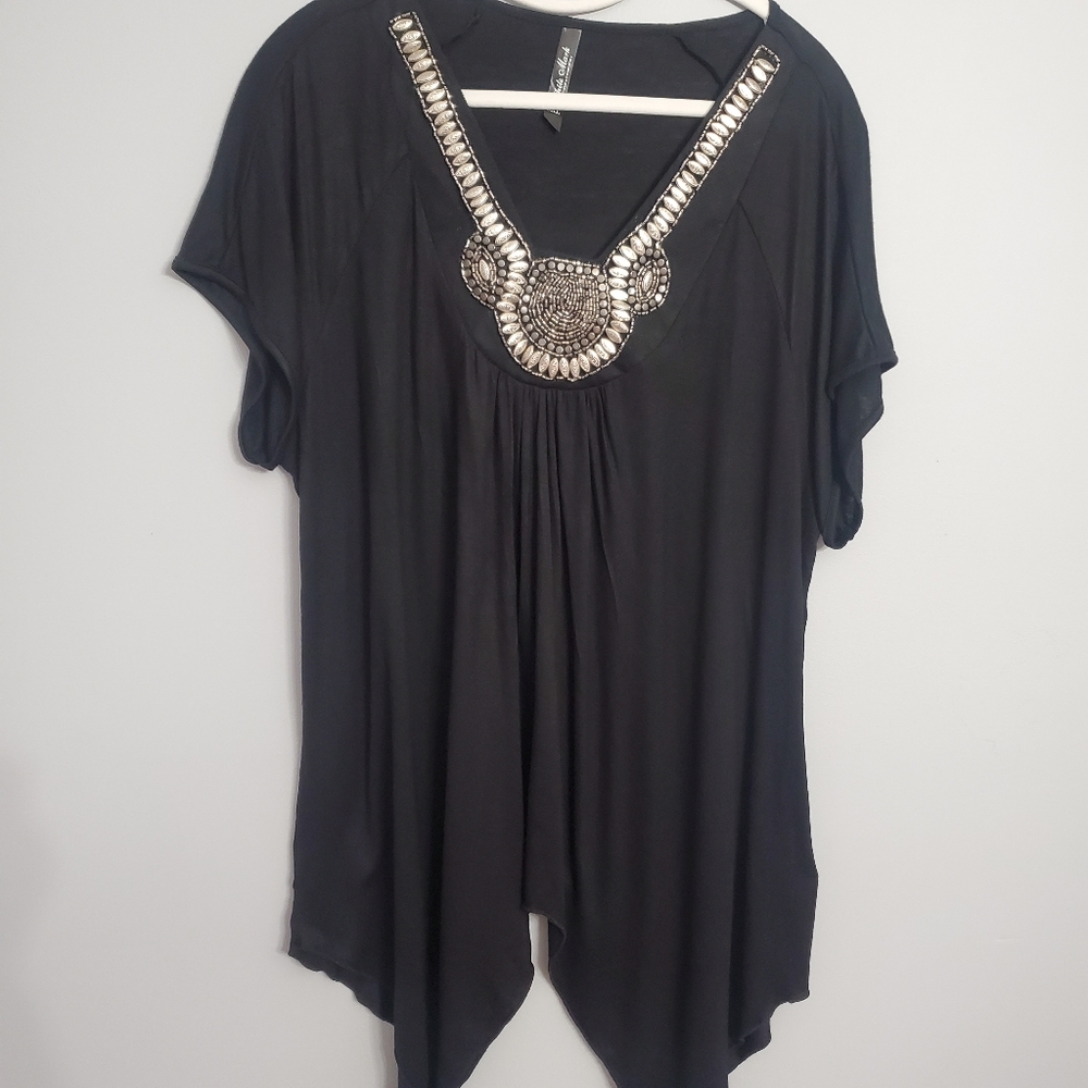 White Mark Black Women's Top Embelished Soft Whimsycal Casual SZ 3XL NWOT